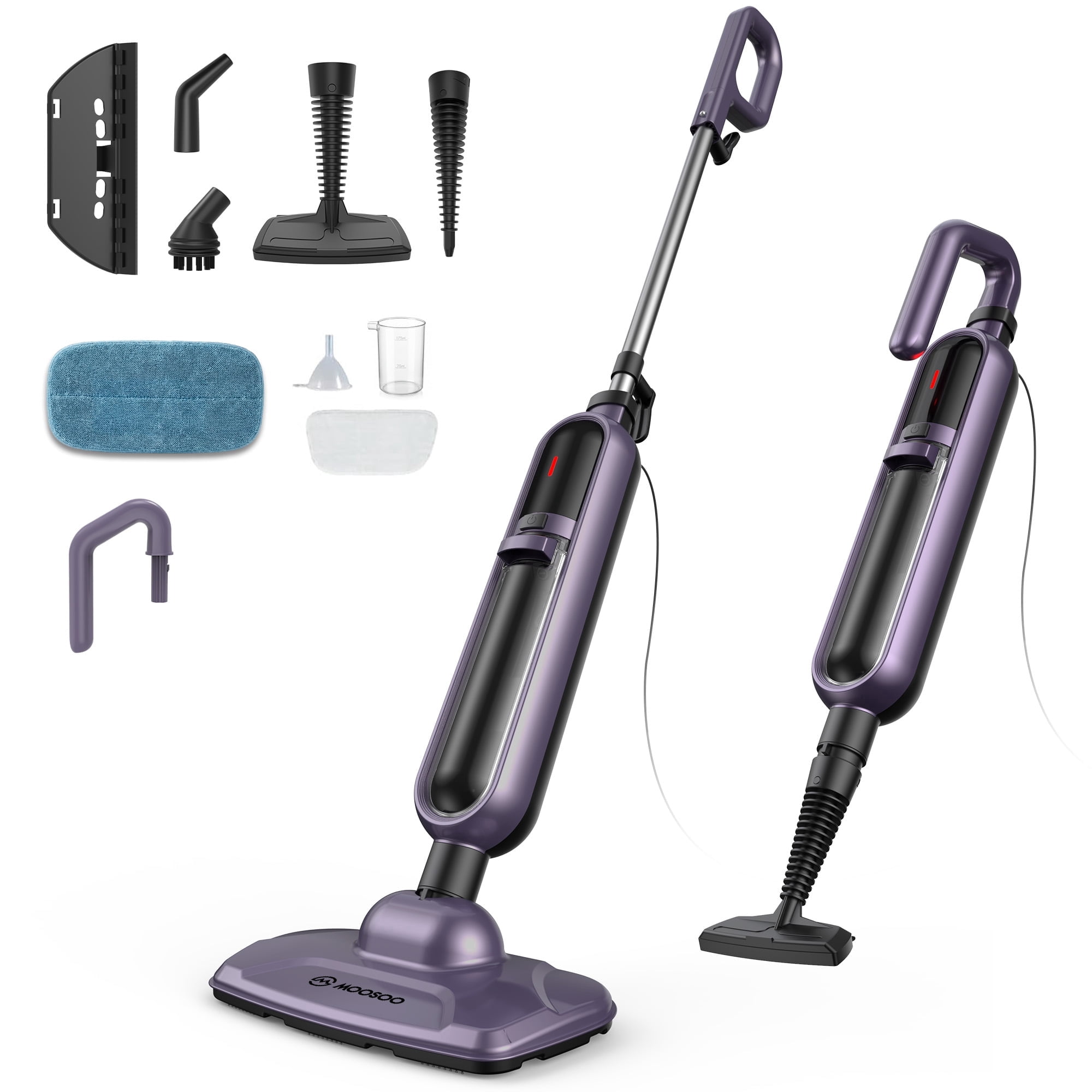 Maircle Steam Mop, Powerful Detachable Steam Cleaner for Hardwood, Furniture, Tiles, Windows,with 8 Accessories, Purple