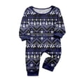 thumbnail image 2 of Yuaguia Christmas Family Matching Pajamas Set, Blue and White Snowflake Hat Tree Print Long Sleeve Top and Blue Patterned Pants, Festive Holiday Sleepwear, Baby 9 Months, 2 of 3