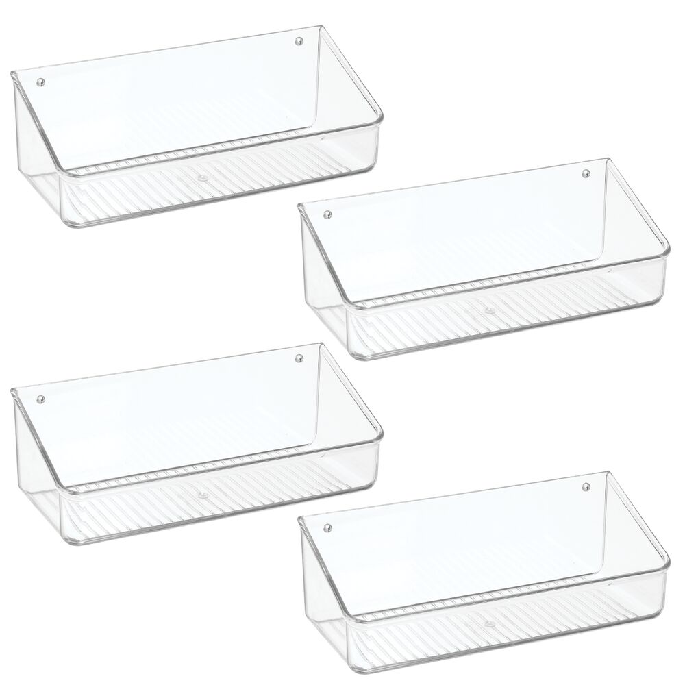 mDesign Wall Mount Plastic Home Storage Organizer Holder Tray Basket