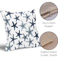 thumbnail image 3 of Nautical Coastal Pillow Covers 18x18 Inch Set of 2 Navy Blue Sea Coral and Starfish Throw Pillows Square Linen Cushion Cover for Home Couch Sofa Patio Bedroom Livingroom, 3 of 6