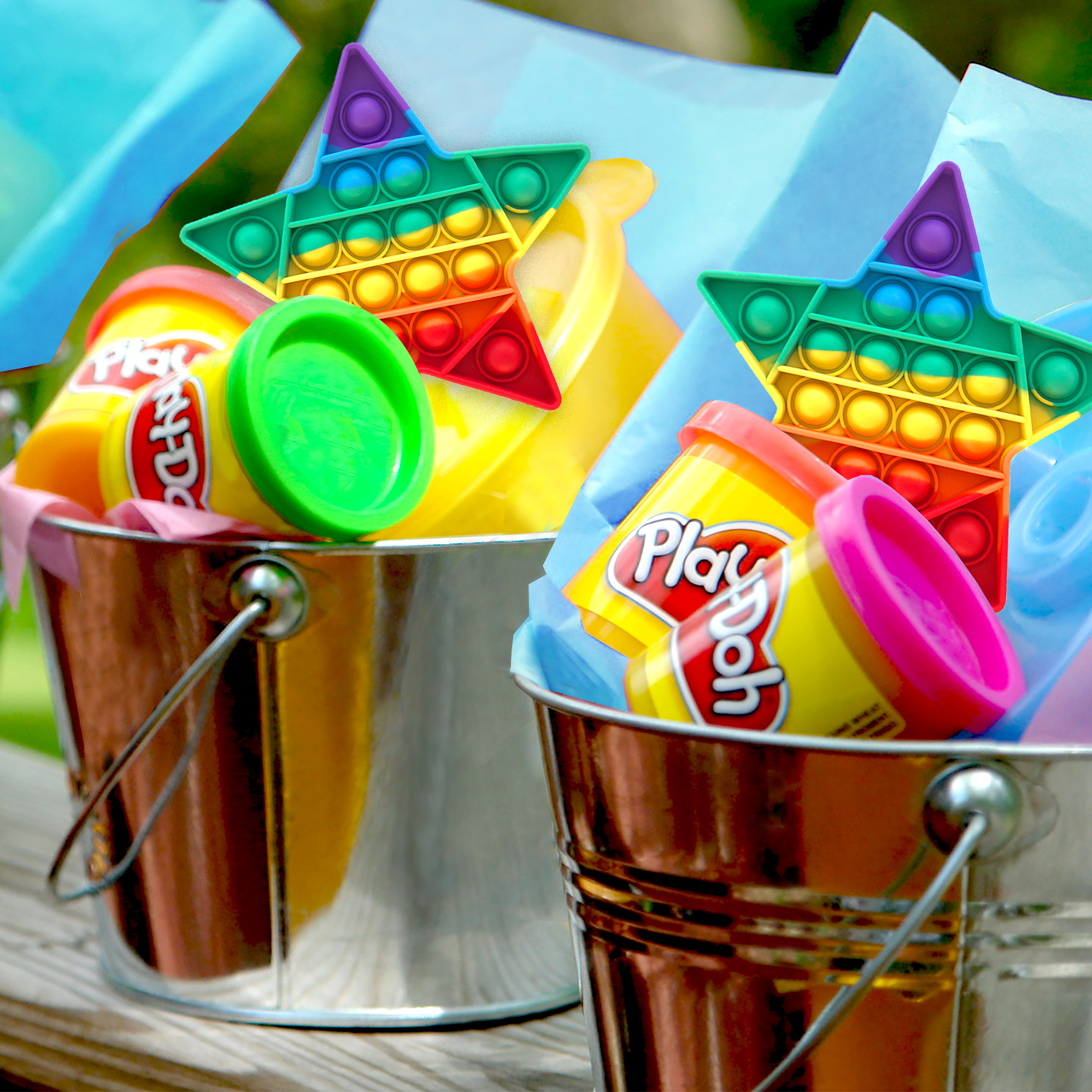 GottaPop 5.5" Pop It Fidget Toy Party Favors, Rainbow Stars, 6Pk