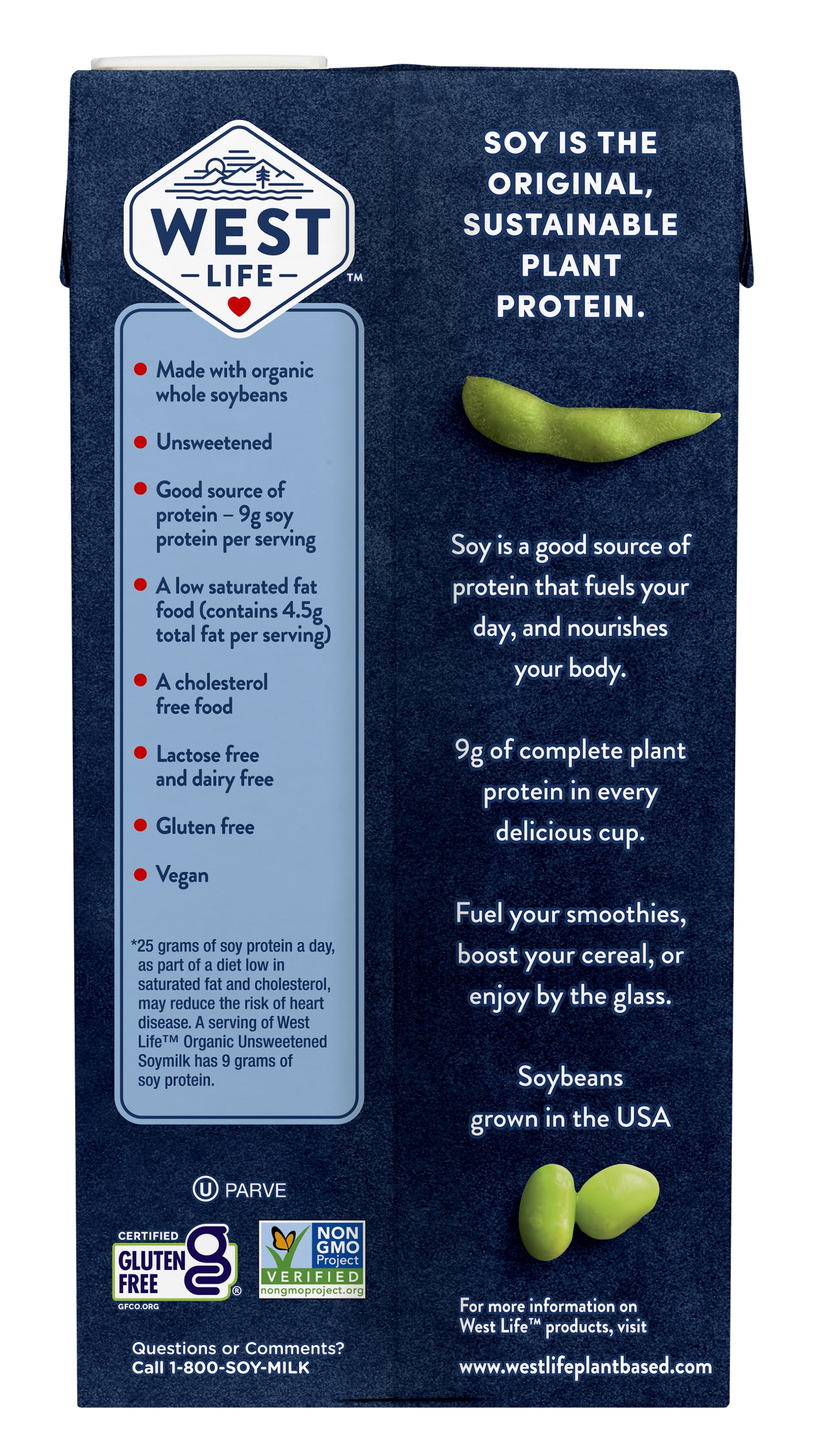 West Life Organic Original Unsweetened Soymilk Shelf-Stable 64 fl. oz. (Pack Count 1)