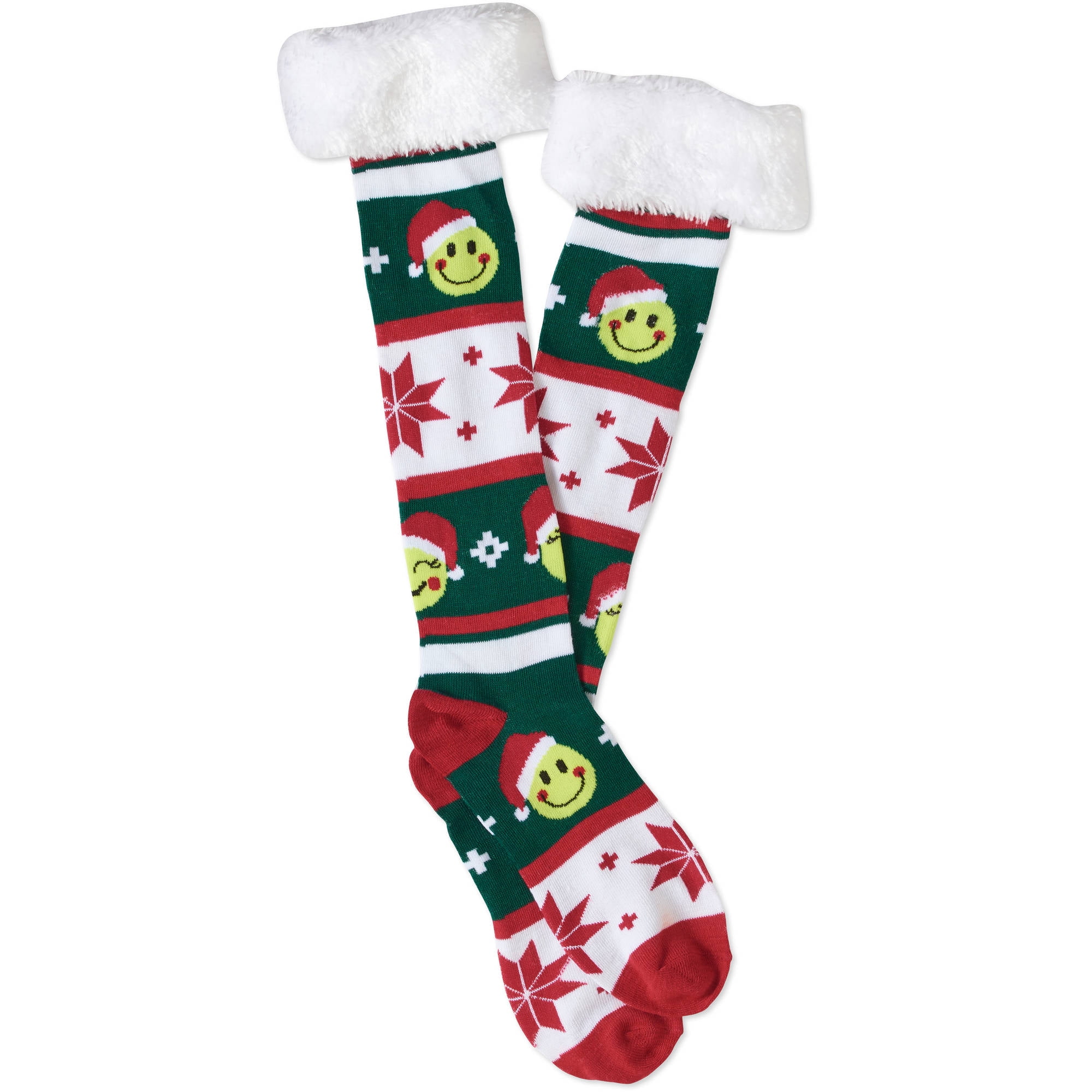 Christmas - Knee High Sock with Faux Fur - Walmart.com - Walmart.com