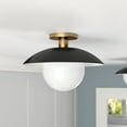 thumbnail image 2 of Evelyn&Zoe 14.5" Matte Black/Brass Metal/Glass Semi Flush Mount, 2 of 6
