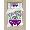 thumbnail image 1 of Thistle Twin Size Duvet Cover Set, Celtic Knot and Thistle Plant in Basket Form with Flowers, Decorative 2 Piece Bedding Set with 1 Pillow Sham, Shamrock Green Violet ans Purple, by Ambesonne, 1 of 3