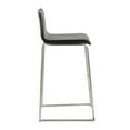 thumbnail image 3 of Mara Contemporary Barstool In Stainless Steel And Black Faux Leather - Set Of 2, 3 of 7