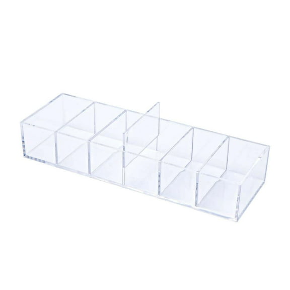 Clear Drawer Organizer 6-Section Desk Compartment Acrylic Tray Holder for Storage Cards Notepads Office Accessories Supplies (Small)