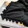 thumbnail image 5 of Flannel Blanket Soft Throw Blanket with Pompom Fringe Lightweight Bed Blanket Fit Couch Sofa(40"x 50")(Black), 5 of 6
