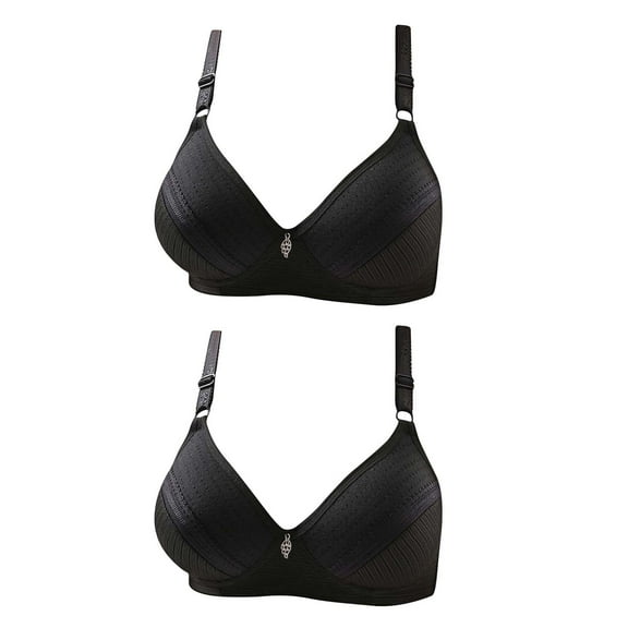 Bigersell 2pcs Wireless Bras Sets Women Plus Size Wireless Bras Ladies V-Neck Push up Bras No Underwire Hook and Eye Closure Padded Bralette Women Comfort Soft No Wire Brassiere F-Black 40