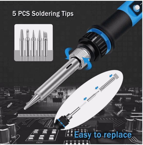 80W Electric Soldering Iron Kit – Soldering Gun Tool Set with Solder Wire & Desoldering Pump for Electronics Repair