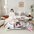 thumbnail image 4 of Manfei Cosmetics Perfume 3pcs King Size Comforter Sets,High Heels Bedding Comforter Set,Polka Dots Bedding Set,Ultra Soft Flower Bedroom Decoration,Reversible, 4 of 8