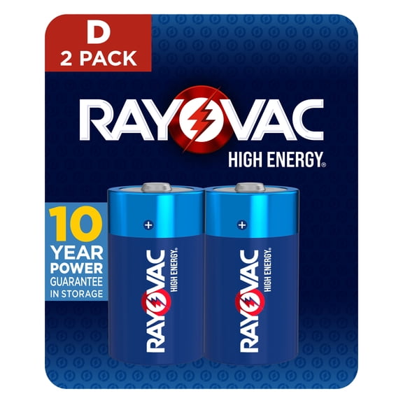 Rayovac High Energy D Batteries (2 Pack), Alkaline D Cell Batteries