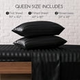 thumbnail image 7 of MR&HM Satin Sheet Set Queen 4 Pcs, Silky Elegant Luxurious Queen Size Bed Sheets, with Flat Sheet, Deep Pocket Fitted Sheet for Mattress and Matching Satin Pillow Cases (Queen Size, Black Striped), 7 of 7