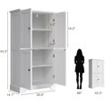 thumbnail image 3 of Bathroom Floor Cabinet, Modern Bathroom Storage Cabinet with 4 Doors and Adjustable Shelves, Freestanding Cupboard for Living Room, White, 3 of 19