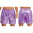 thumbnail image 6 of Aislor Mens Shiny Elastic Waistband Boxer Shorts Loose Fit For Casual Daily Beach Wear Purple XL, 6 of 7