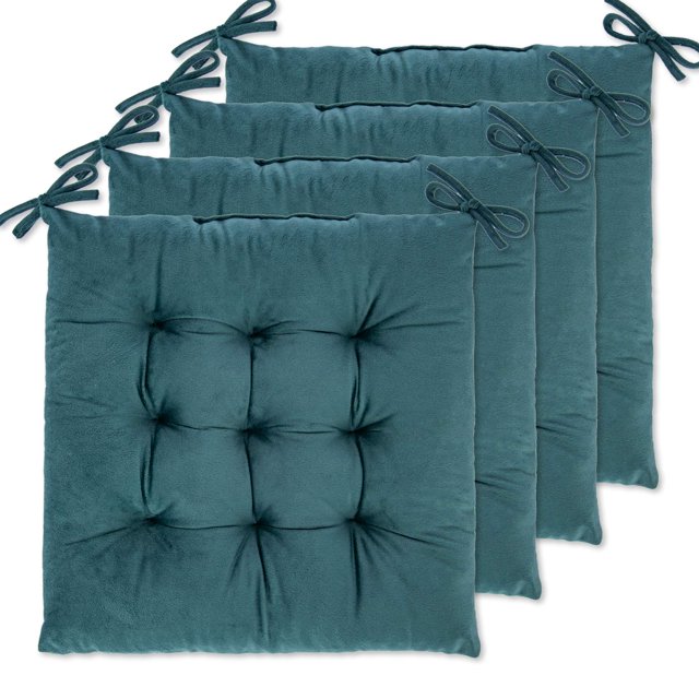 Wonder Miracle Paquete De 4 Cojines De Asiento/Cojín De Silla Para Sillas De Comedor, Silla De Oficina, Piso, Apto Para Lavado A Máquina Y Secadora (Franela De 16.0 In? 16.0 In, Verdoso Oscuro)