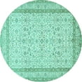 thumbnail image 1 of Ahgly Company Machine Washable Indoor Round Persian Turquoise Blue Traditional Area Rugs, 6' Round, 1 of 4