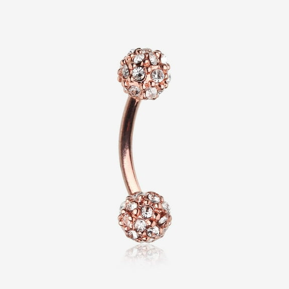 Rose Gold Pave Sparkle Full Dome Curved Barbell Ring