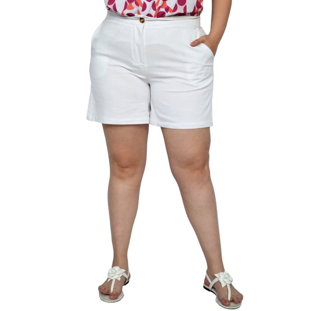 Short clásico de lino (talla extra), modelo 0136 (Blanco) Roman Fashion SH-ELY-0136-BLANCO