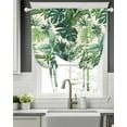 thumbnail image 5 of Green Palm Leaf Tie Up Curtains for Window, Thermal Insulated Balloon Shade Adjustable Rod Pocket Curtains Valance Panels for Kitchen Bathroom Cafe 42 x 63 Summer Leaves Watercolor, 5 of 6