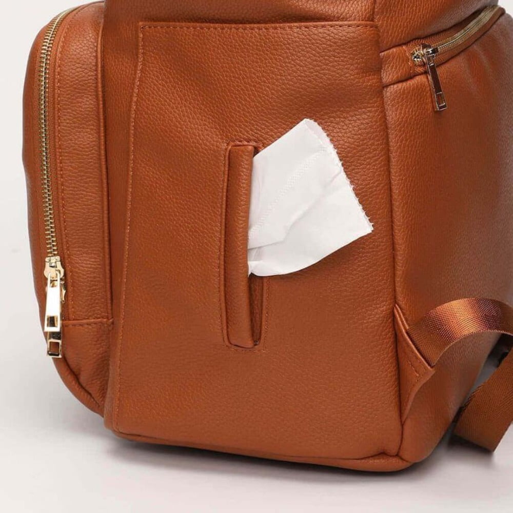 RsenFremior Diaper Bag Backpack Leather Backpack for Women Travel Backpack Baby Bag Large with Troller Straps Capacity for Wet Clothes