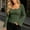 Army Green, variant on Women's Ribbed Knit Square Neck Long Sleeve Top Slim Fit Flared Sleeve Casual Basic Tee Shirt for Spring Everyday Wear