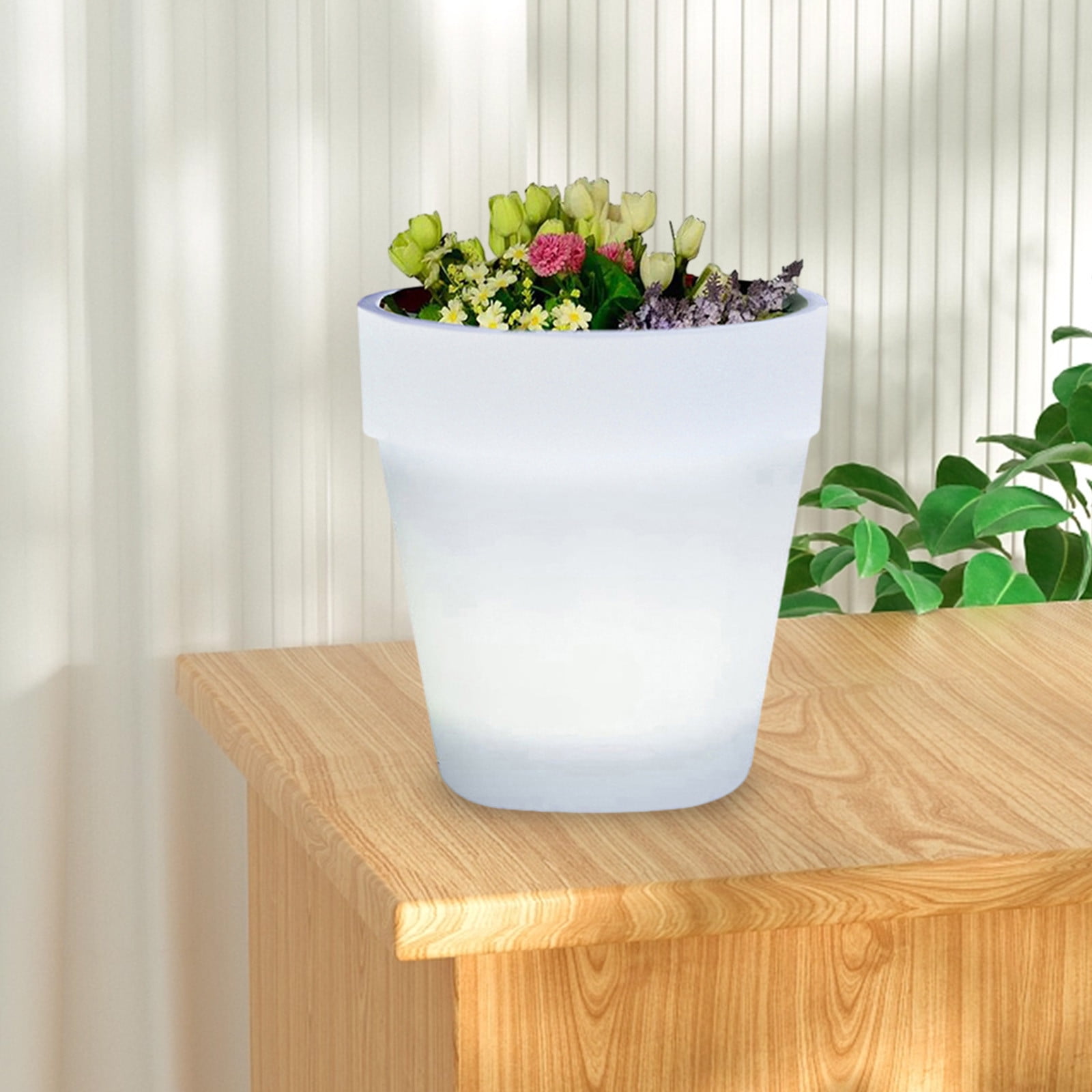 Under $10 Plastic Solar LED Lighted Flower Pots for Outdoor,Garden Landscape Lamp Lighting Flower Pot, Solar Garden Decorative Lights with Planters - 6-12 Hours Working Time, IP65 Waterproof