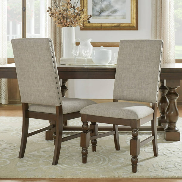 Weston Home Patterson Dark Oak Finish Upholstered Chairs, Set of 2 ...
