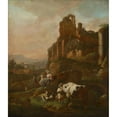 thumbnail image 3 of Johann Heinrich Roos 20x23 Black Modern Framed Museum Art Print Titled - Shepherdess and Flock in Front of Antique Ruins (1667), 3 of 5