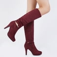 thumbnail image 3 of DREAM PAIRS Women Suede Zip High Platform Heel Ladies Knee High Calf Leg Boots SARAH BURGUNDY Size 9.5, 3 of 3