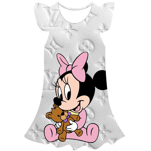 Ropa de niñas pequeñas de Disney, vestido de princesa de malla de manga corta de Minnie Mouse, Vestidos de fiesta de cumpleaños, disfraz de niñas pequeñas, ropa 7T Gao Jinjia LED