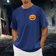 thumbnail image 2 of Dakiuu Halloween Pumpkin Face Graphic T Shirt for Men Women Unisex Casual Short Sleeve Tee Classic Loose Fit Autumn Everyday Wear, 2 of 4