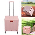 thumbnail image 3 of Collapsible Utility Cart, Folding Handcart for Shopping, Moving, Telescopic Handle & Swivel Casters, PP Strong, Lid Storage, Portable Design, 3 of 7