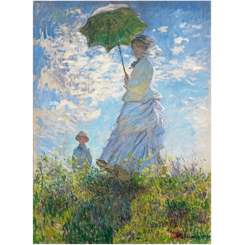 Woman with a Parasol with child in summer Perfect Oil painting Claude Monet 