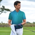 thumbnail image 3 of Yiaed Blue to turquoisePrint Men's Short Sleeve Polo Shirt,Golf Polo for Men Three-Button Golf Shirt Athletic Casual Collared T-Shirt- Medium, 3 of 7