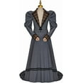 thumbnail image 2 of Victorian Edwardian 1890s Dress Vintage Striped Jacket Skirt Gothic Steampunk Ball Gown Dress for Women, 2 of 7