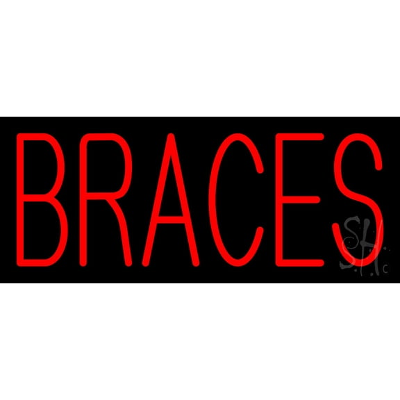 Red Braces LED Neon Sign 6 x 15 - inches, Black Square Cut Acrylic Backing, with Dimmer - Bright and Premium built indoor LED Neon Sign for Defence Force.