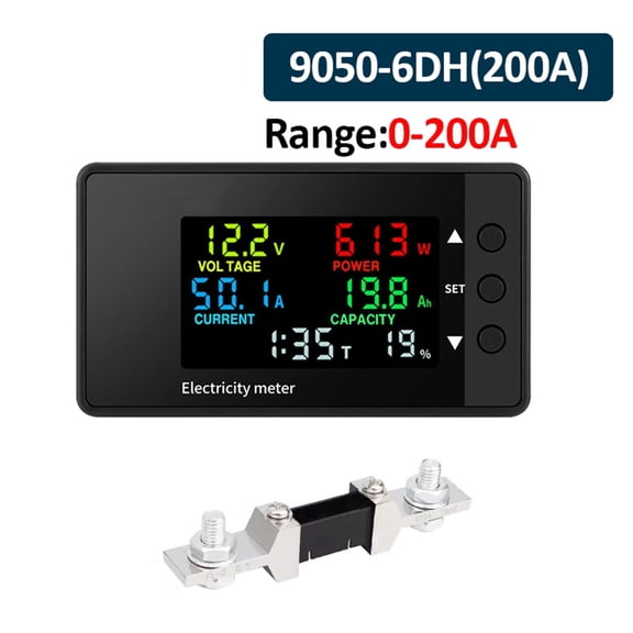 HOT! 6-In-1 Voltmeter Ammeter DC 7.5-100V Wattmeter LED Digital Electric Meter Multifunctional Voltage Current 0-200A