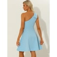 thumbnail image 3 of DARING DIVA Halloween Costume Bow One Shoulder with Pockets Swing Dress XL Light Blue, 3 of 6