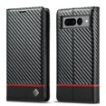 thumbnail image 2 of Decase Wallet Case for Google Pixel 7 Pro, Shockproof Magnetic Carbon Fiber Premium PU Leather Flip Case with Card Holder For Google Pixel 7 Pro, Vertical Red Lineinch, #1 Black, 2 of 9
