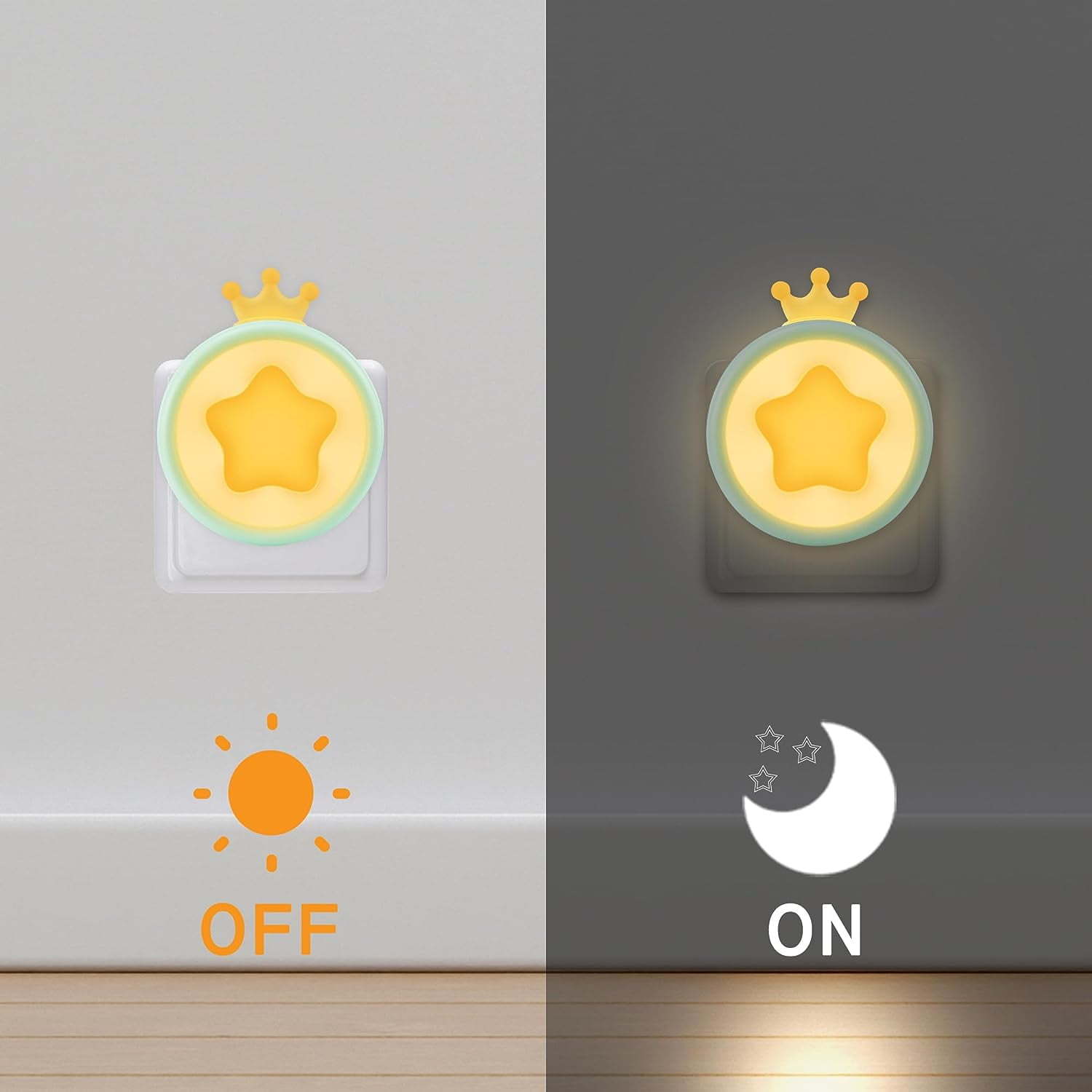 Children's Night Light Electric Socket, Set of 3 Baby Wall Night Lamp, LED Star Wall Lamp, Girl's Bedroom Decoration, Maternity Birth Light, Newborn Boy Gift