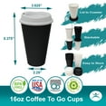 thumbnail image 3 of 16 oz Reusable Coffee Cups with Lids 4 Pk, To Go Travel Cups, USA Made, Hot or Cold Drinks, Dishwasher and Microwave Safe, Black Cups, White Lids, 3 of 9