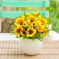 thumbnail image 5 of Wishrage 6PCS Sunflowers Artificial Flowers Bouquet with Stem, Silk Faux Fake Sunflowers Arrangement for Home Outdoor Indoo Wedding Kitchen Centerpieces Table Decoration, 5 of 6