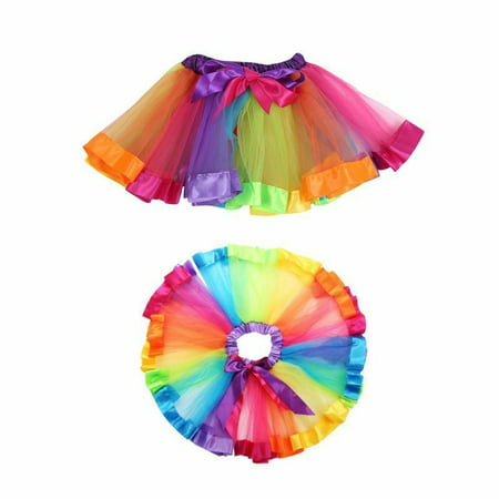 Kids Toddler Baby Lovely Colorful Tutu Skirt Girls Rainbow Tulle Tutu Mini Dress Party
