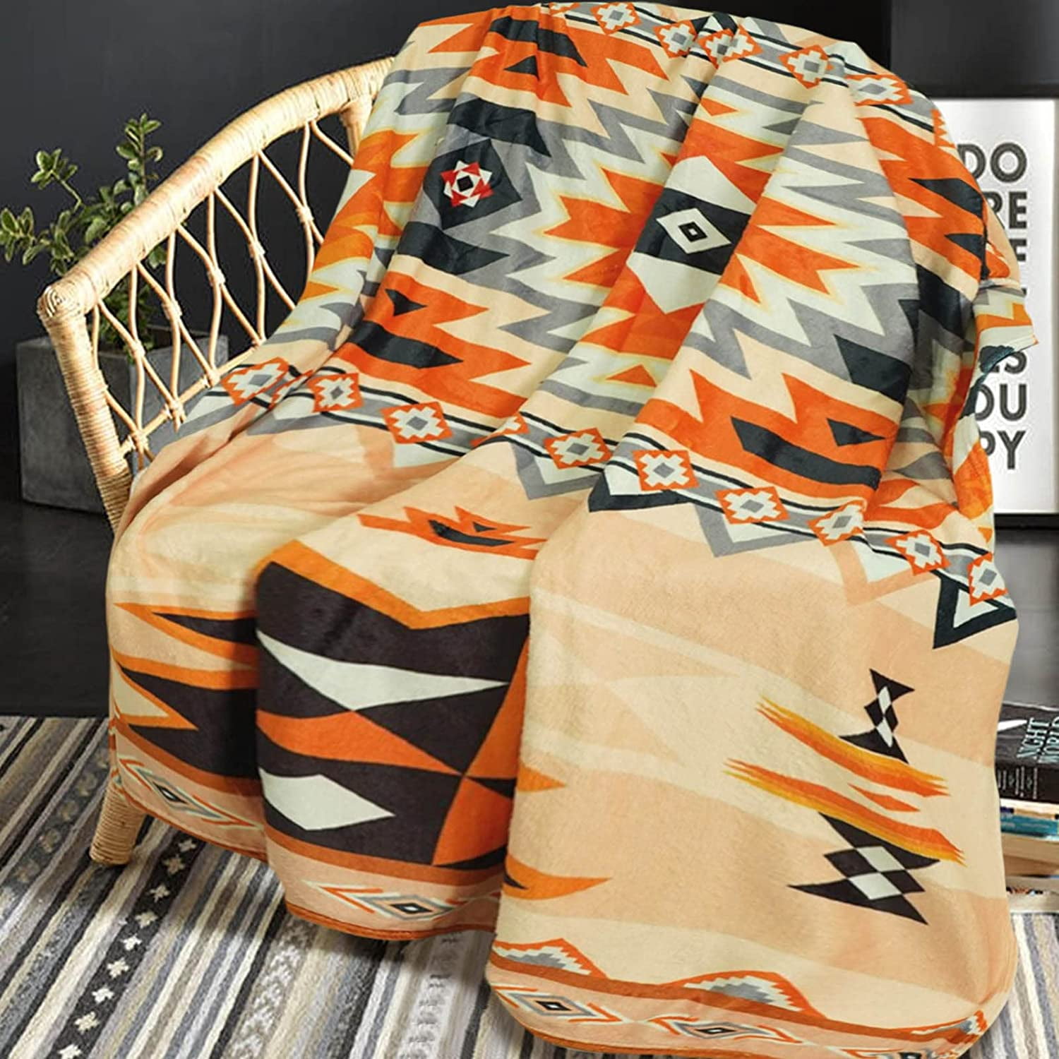 Boho Blanket Mexican Southwestern Tribal Blanket Bohemian Western