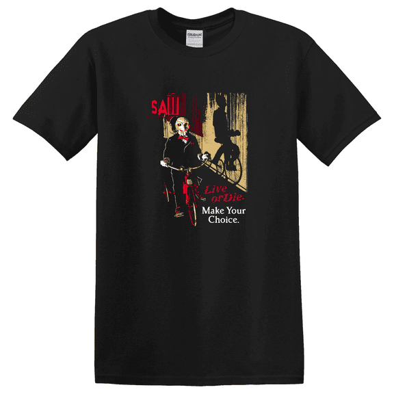 Saw Horror Movie Your Choice Live Or Die Short Sleeve s Vintage Style Graphic s Men T-shirt