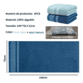 thumbnail image 2 of 2pc Toallas Algodon 100% Toalla Baño 70*140cm Toallas Grande Xtellar Azul Claro + Azul Oscuro Estilo B, 2 of 3