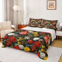 Castle Fairy Female Men Adults Colorful Flowers Twin Sheet Sets 3pcs,Spring Garden Twin Fitted Sheet Microfiber,Vintage Aesthetic Breathable Flat Sheet,Lightweight Room Decor