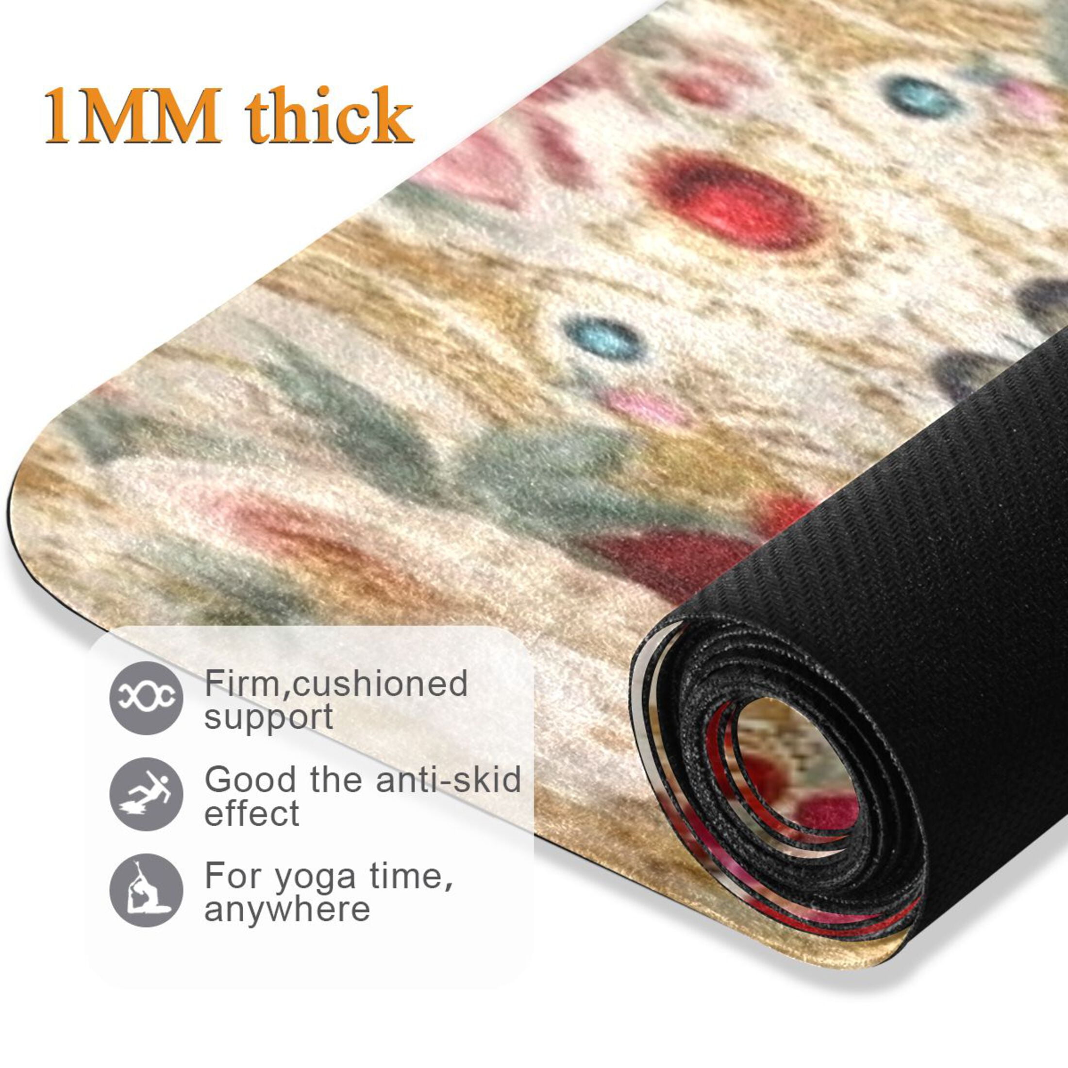 BZSMCE Yoga Mat Women Fitness Mat Red Rose Butterfly Opulence Pattern