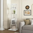 thumbnail image 6 of DUOSONG 5 Tier Rotating Bookshelf, Floor Rack Simple Bookcase With Acrylic Plate Student Multi-Function Creative Bookshelf For Living Room With Anti-Toppling Base White Particle Board Display,, 6 of 22